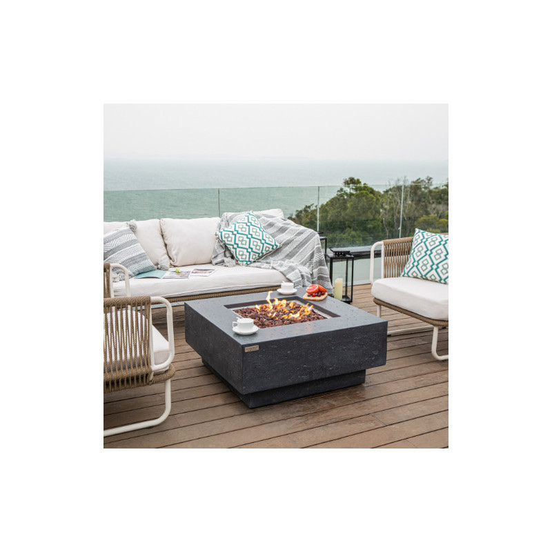 Table Brasero Gaz Manhattan — Cosi Gris Foncé Set Complet (Foyer + Verre + Lave)