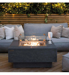 Table Brasero Gaz Manhattan — Cosi Gris Foncé Set Complet (Foyer + Verre + Lave)