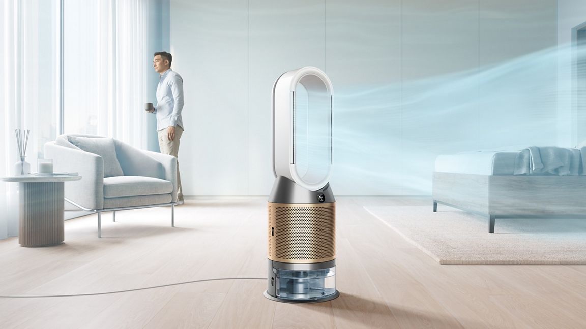 Dyson Purifier Humidify+Cool PH2 — Purificateur d'Air De-NOx Humidificateur (Blanc & Or)