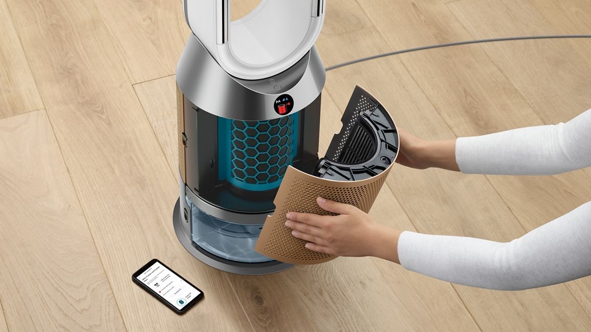 Dyson Purifier Humidify+Cool PH2 — Purificateur d'Air De-NOx Humidificateur (Blanc & Or)