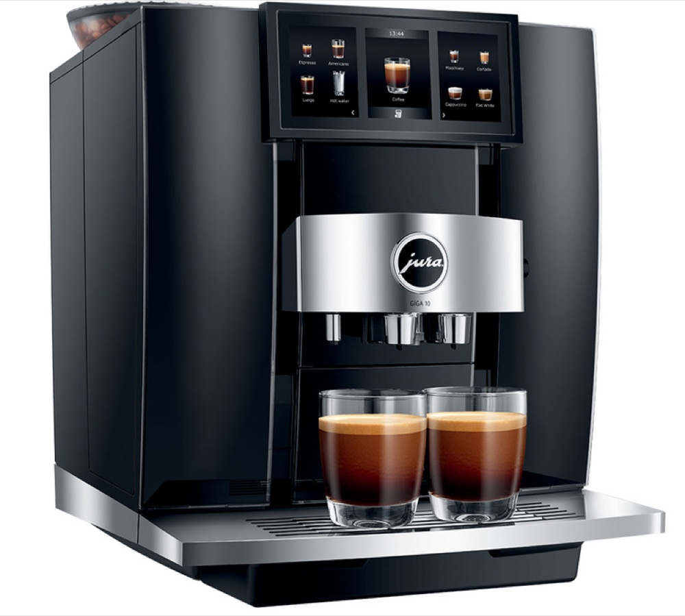 JURA Giga 10 Diamond Black — Expresso Broyeur · 35 spécialités · 2 broyeurs · Cold Brew · Connectée