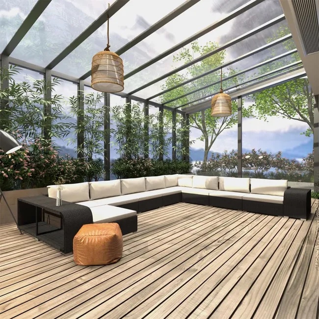 Salon de Jardin Modulable 10 Personnes — Coton Noir Premium NaterialBatik