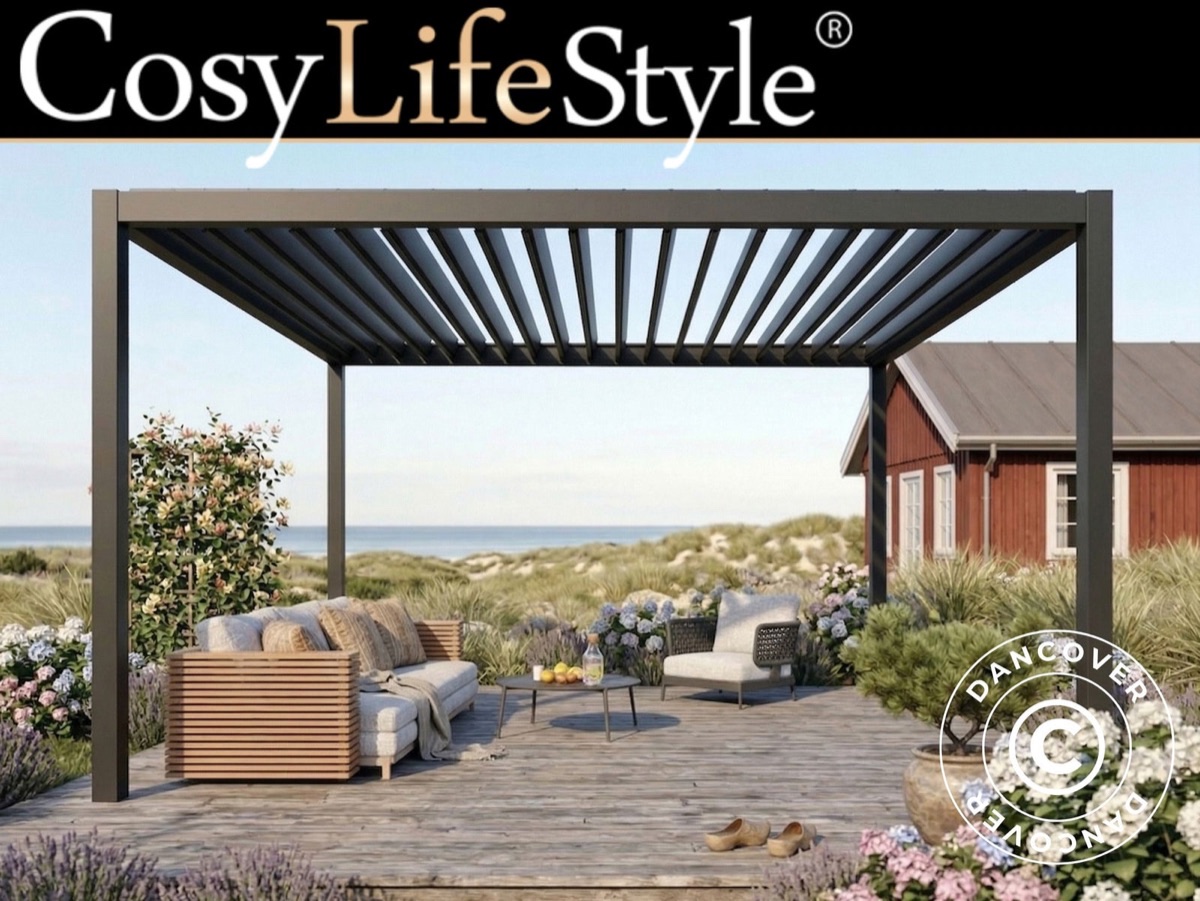 Pergola Bioclimatique San Pablo Steel S80 — 3×4 m Noir avec Lames Orientables Motorisées