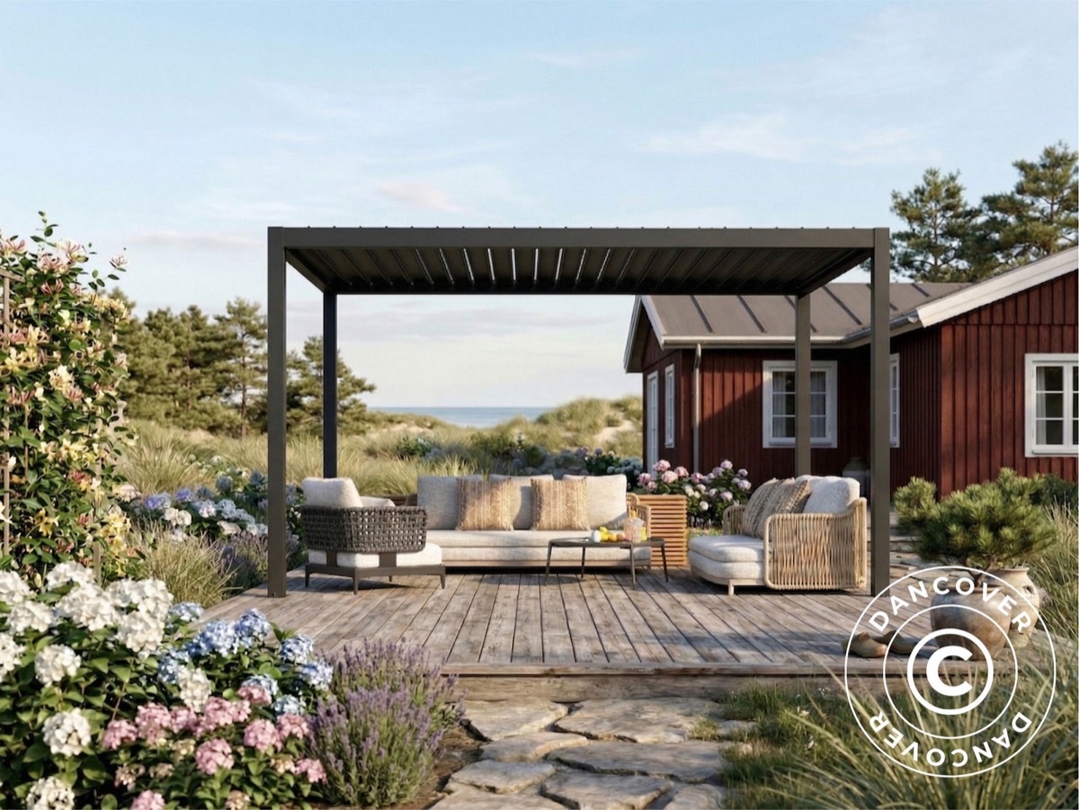 Pergola Bioclimatique San Pablo Steel S80 — 3×4 m Noir avec Lames Orientables Motorisées